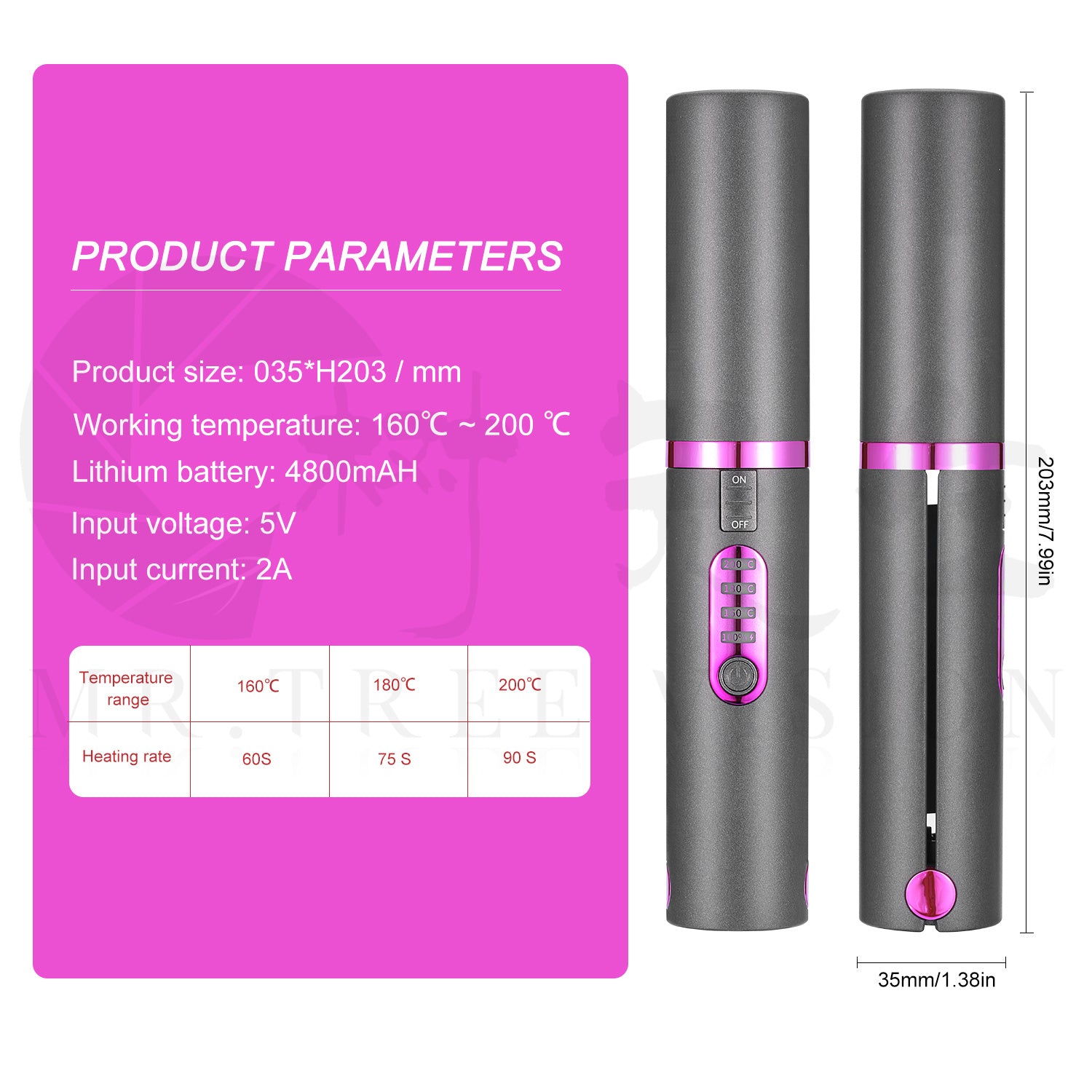 USB Mini Wireless Travel Iron Hair Straightener