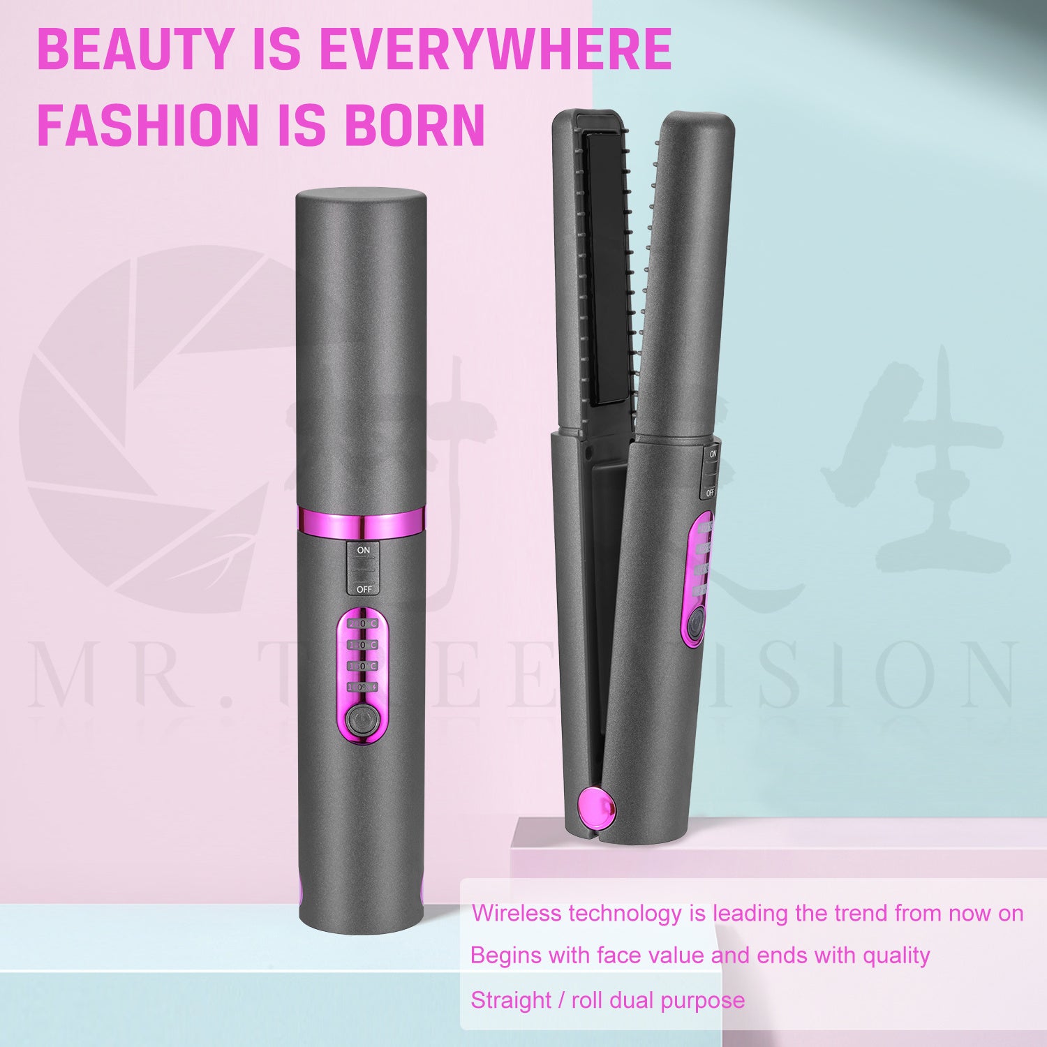 USB Mini Wireless Travel Iron Hair Straightener